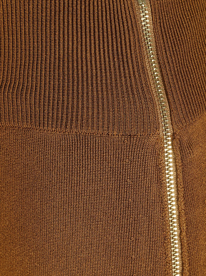 Patou Fitted Brown Skirt With Ribbed Waistband