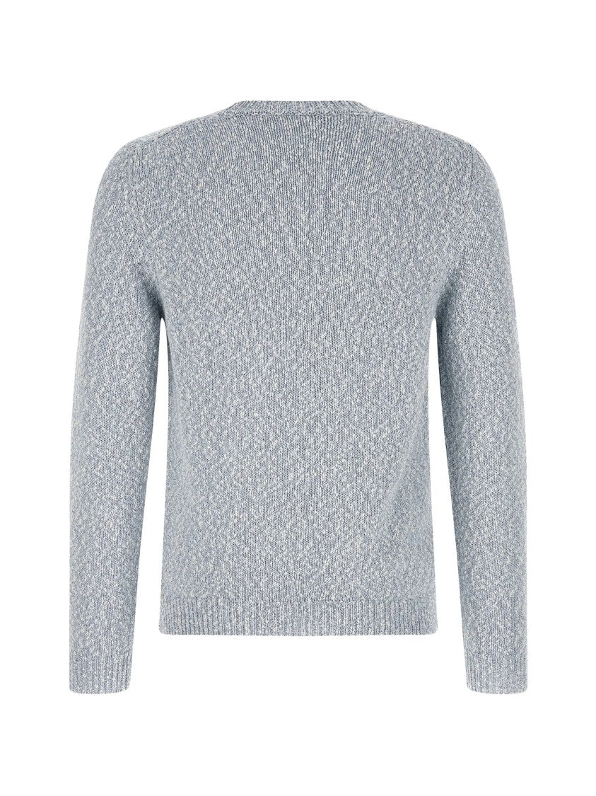 Zanone Two-Tone Textured Fabric Crew Neck Sweater
