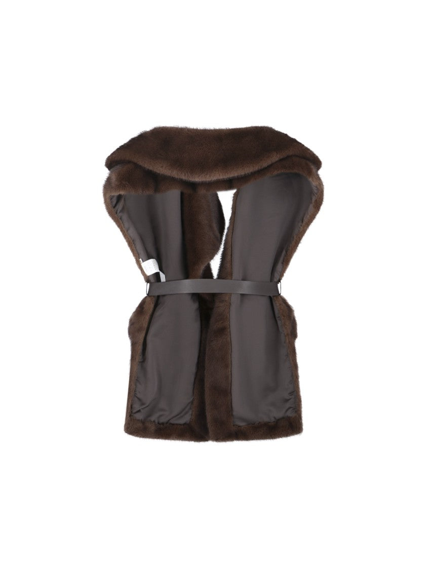 Parosh Faux Fur Vest – Brown