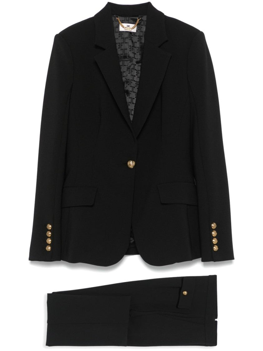 Elisabetta Franchi Tailored Black Suit With Structured Blazer