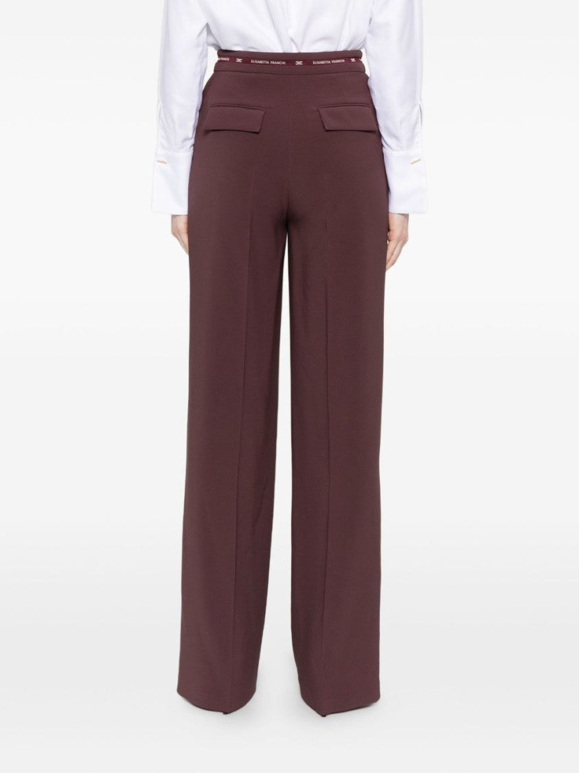 Elisabetta Franchi Bordeaux Wide-Leg Trousers With Tailored Fit