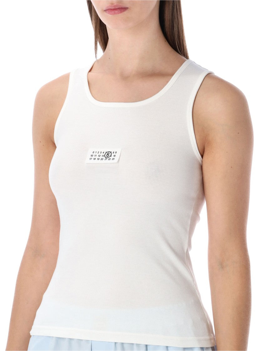 Mm6 By Maison Margiela Numeric Patch Ribbed Tank Top