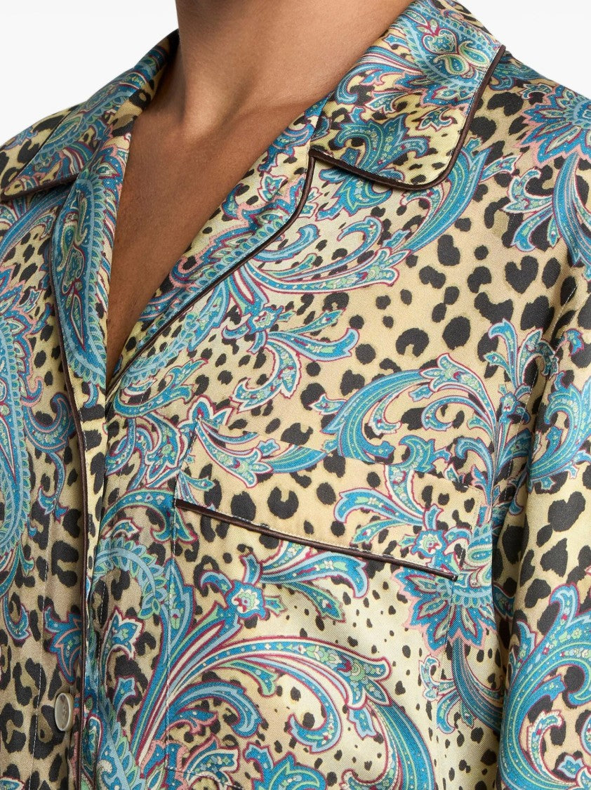 Etro Multicolor Paisley Animalier Pijama Shirt