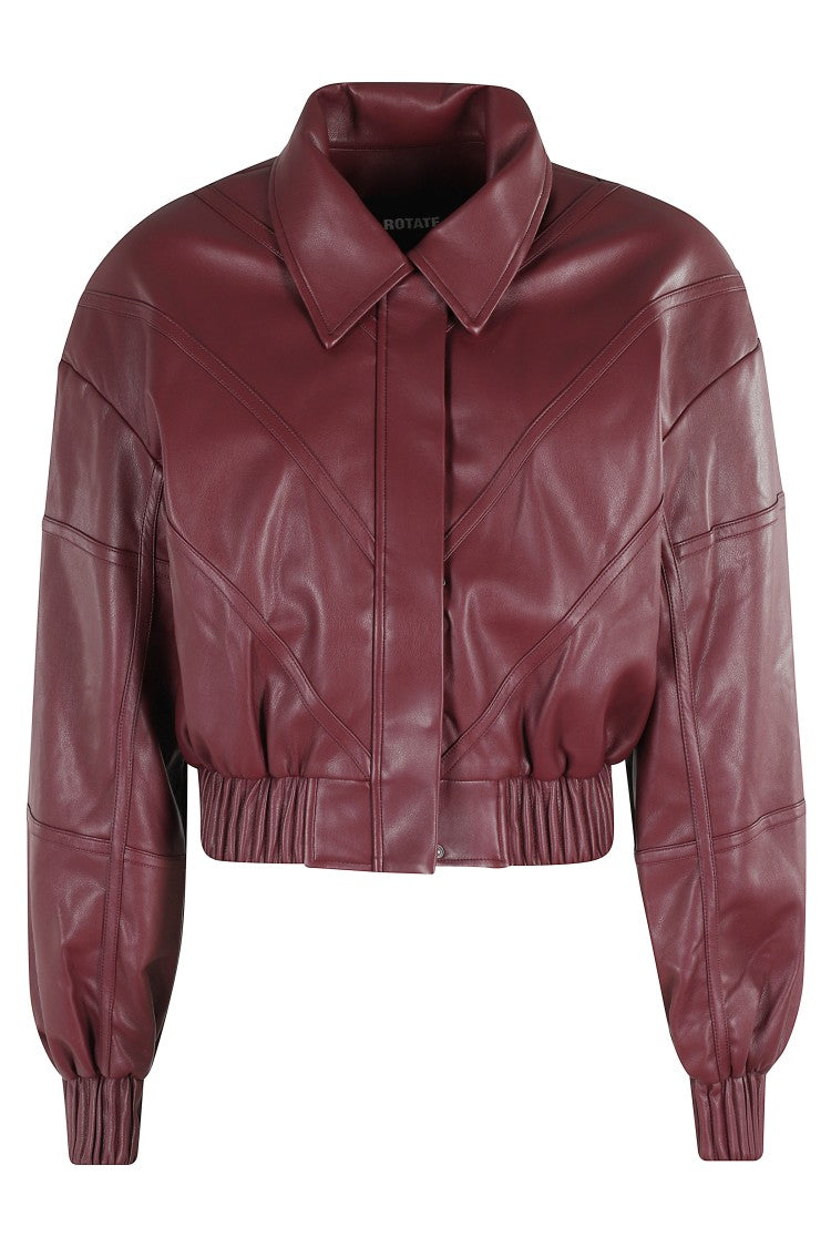 Rotate Burgundy Bomber Jacket With Classic Collar