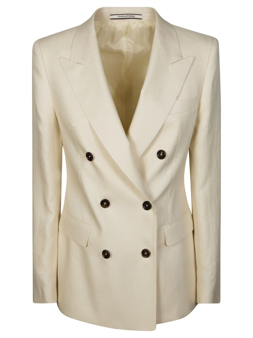 Tagliatore Structured Double Breasted Linen Blazer