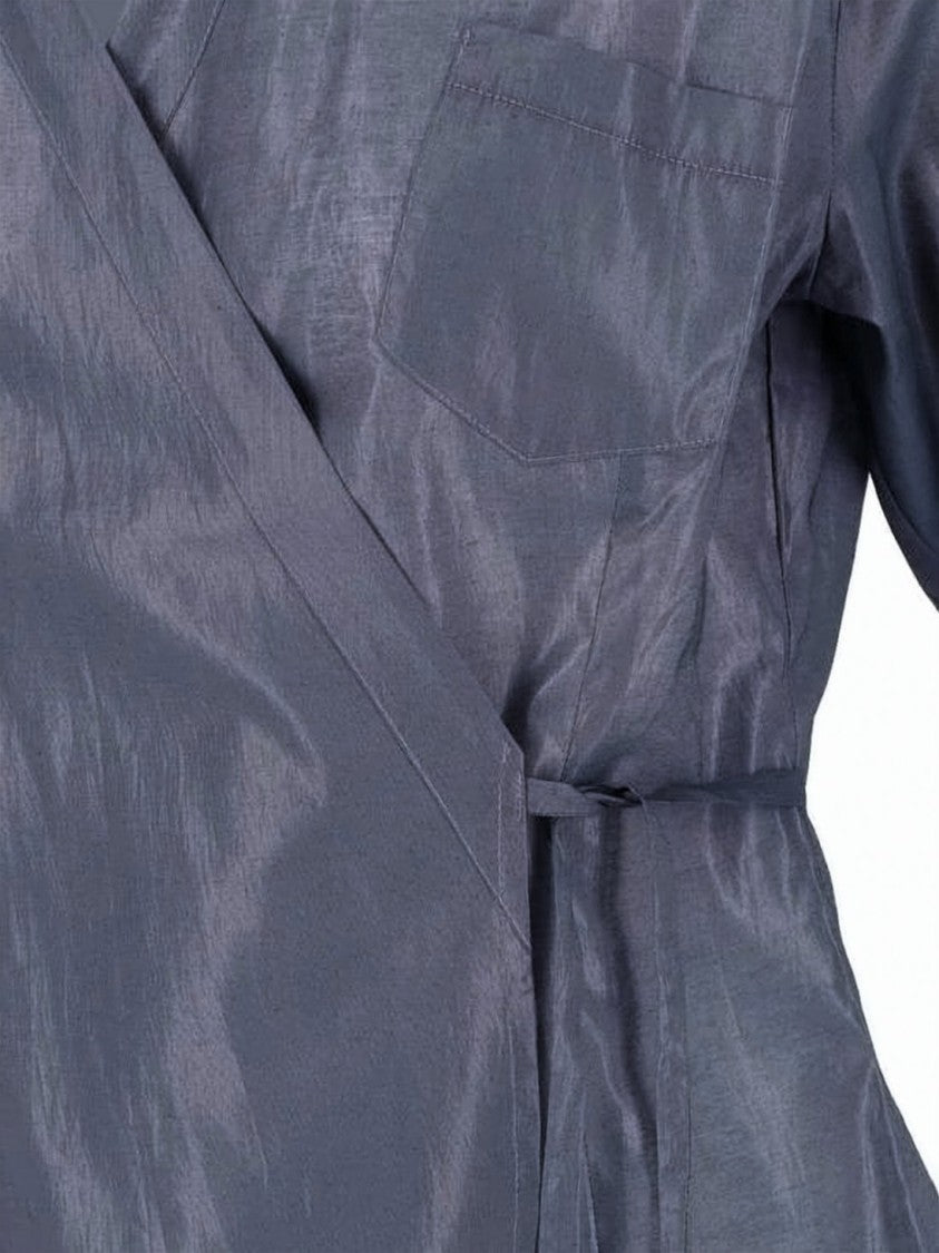 Paloma Wool Wrap-Style Blue Shirt With Subtle Sheen And Classic Collar