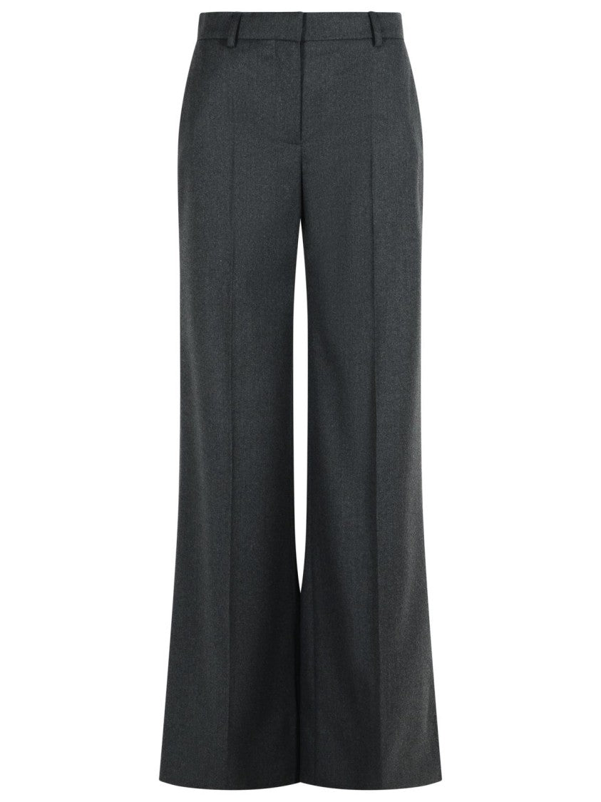 Stella Mccartney High-Waisted Wide-Leg Grey Wool Pants With Tailored Design