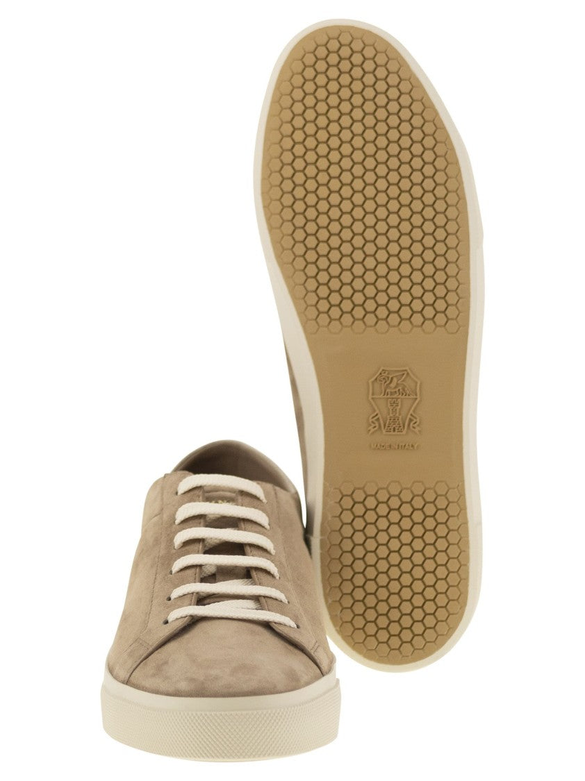 Brunello Cucinelli Slim Suede Trainers With Iridescent Detailing