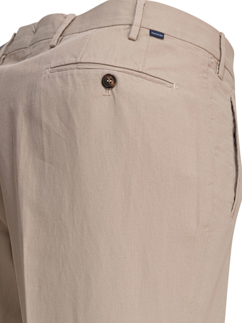 Incotex Tailored Beige Trousers With Flat Front