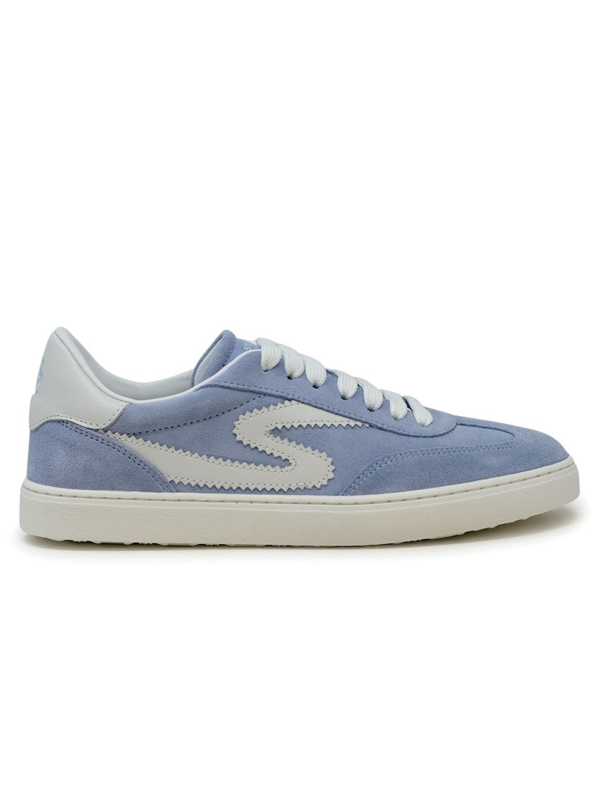 Stuart Weitzman Light Blue And White Leather/Suede Runaround Sneakers