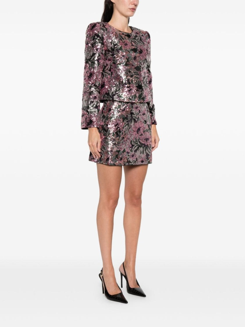 Self-Portrait Cropped Floral Sequin Jacket