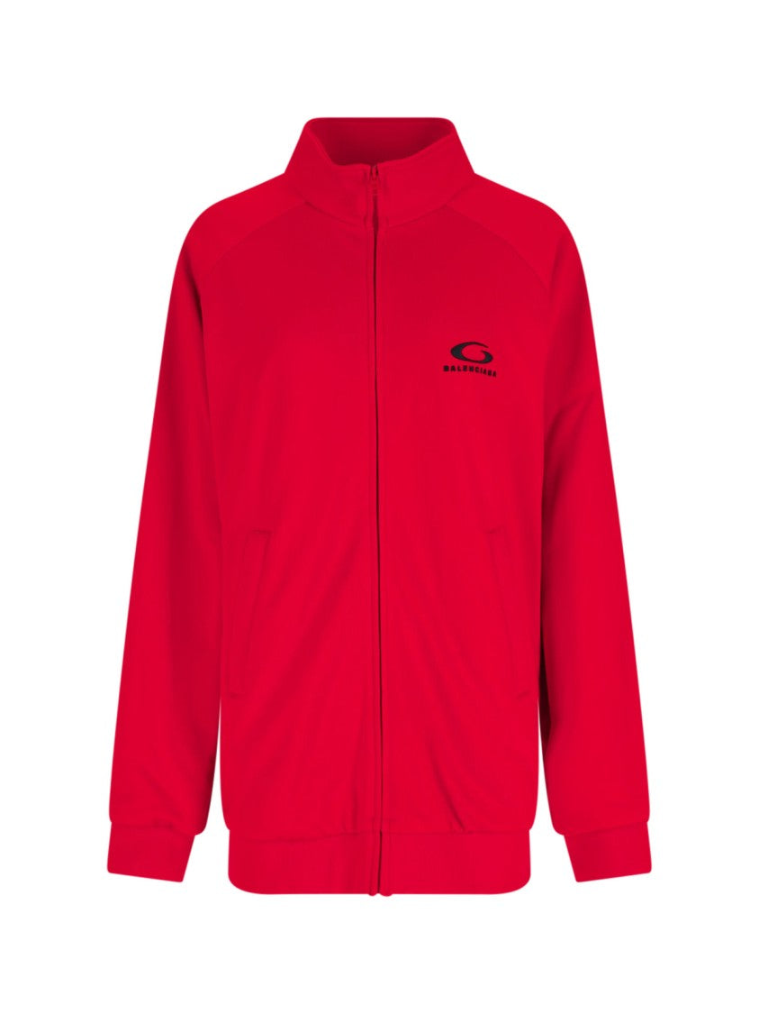Balenciaga Zip-Up Logo Sweatshirt – Red
