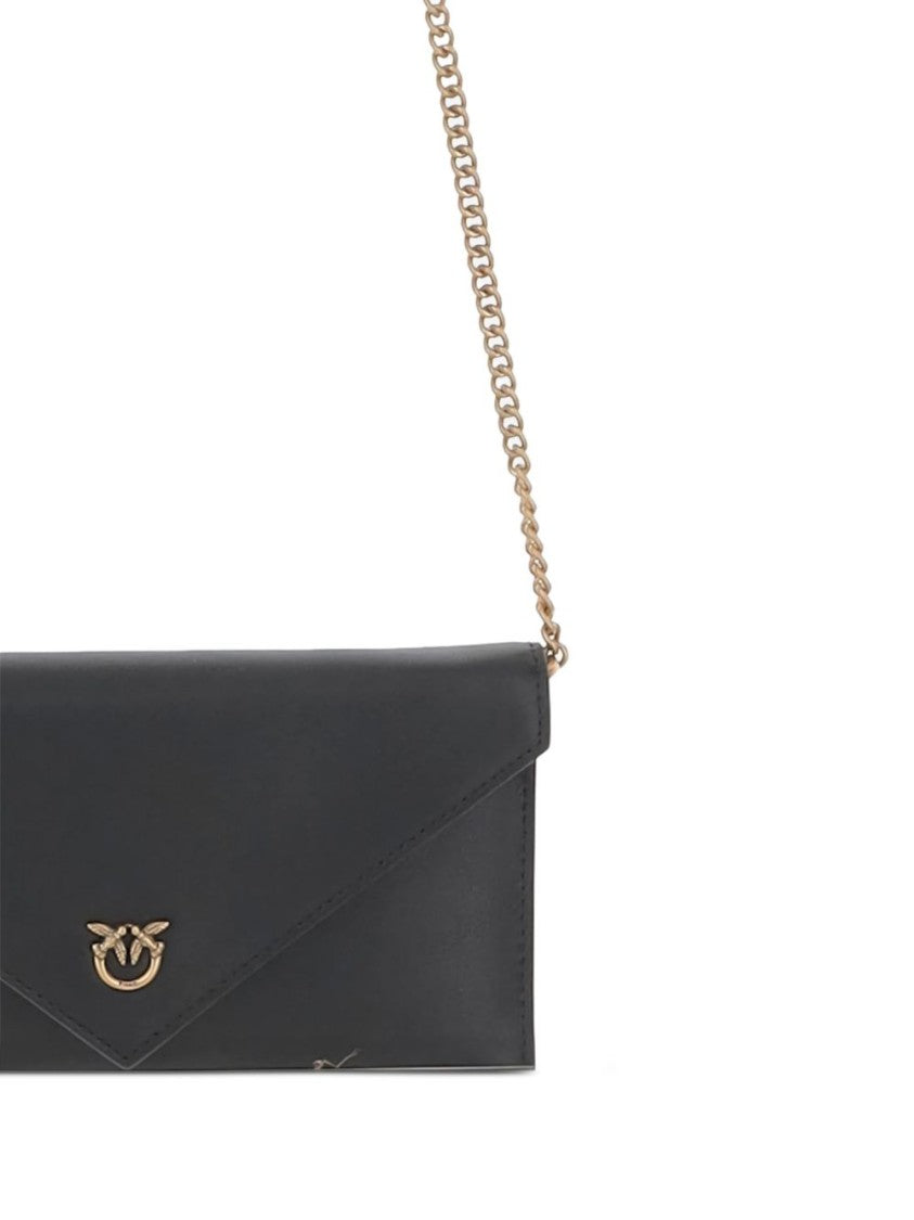 Pinko Black Gold-Tone Envelope Shoulder Bag