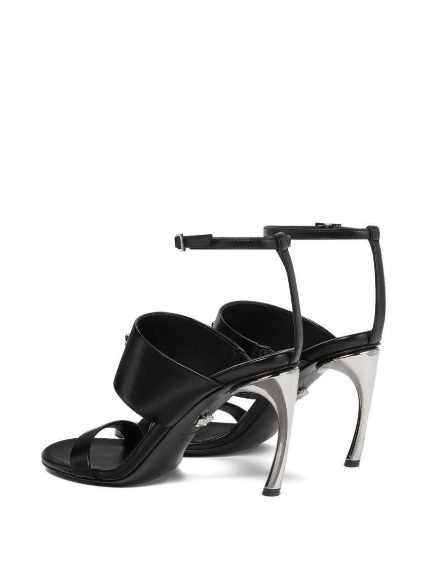 Versace Black Medusa Head Sculpted Heel Sandals