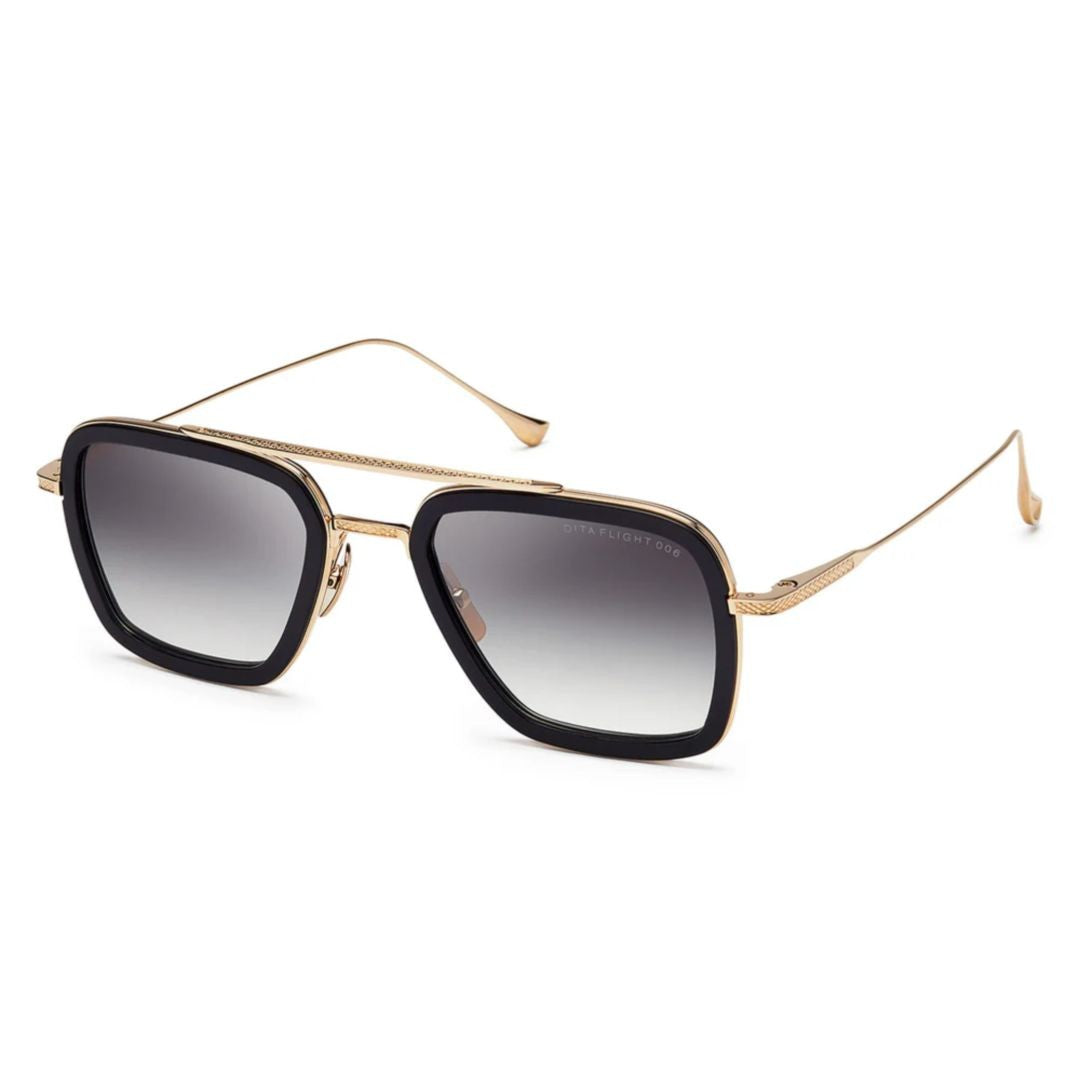 Dita Flight.006 Bold Square Frame Sunglasses With Gold Metal Detailing