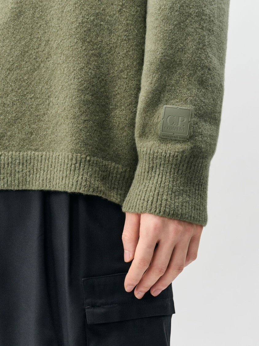 C.P. Company Bouclè Extrafine Merino Crewneck Sweater With Logo Detail