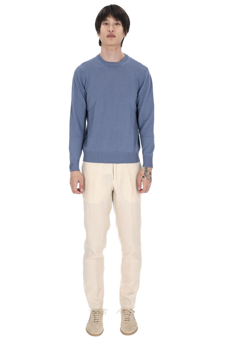 Drumohr Denim Gauge 8 Cotton Crewneck Sweater