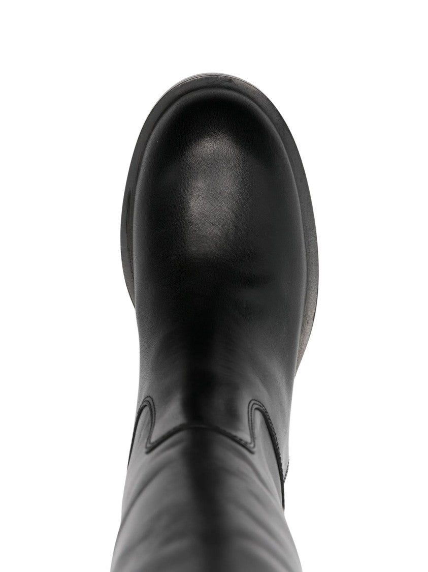 Paris Texas Black Nappa Leather Flat Boots