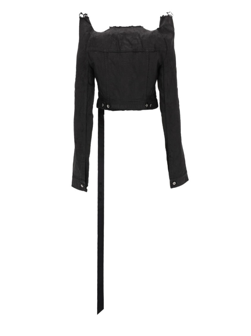 Drkshdw By Rick Owens Tec Trucker Cotton Asymmetrical Jacket