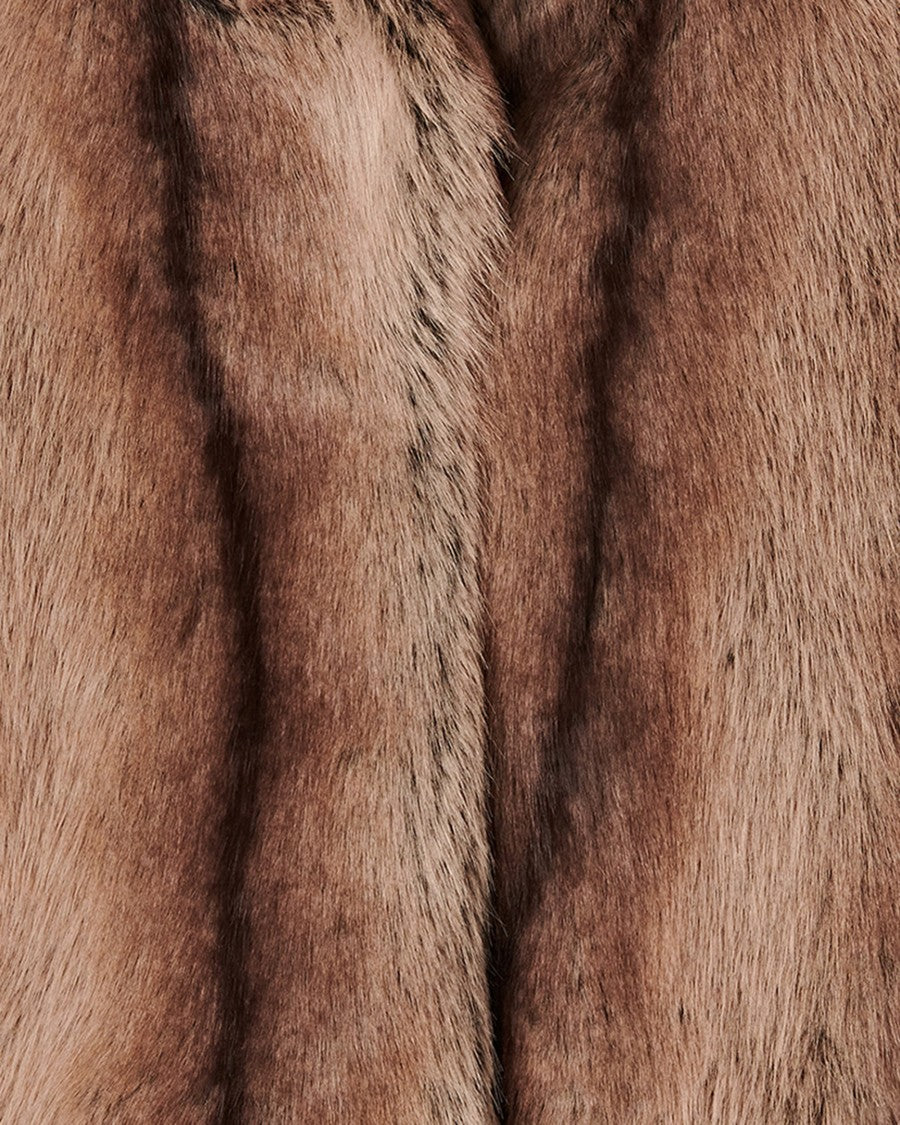 Pinko Oversized Notch Collar Faux Fur Caban Coat