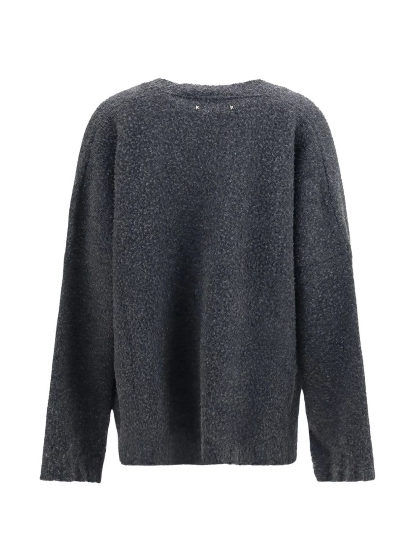 Golden Goose Textured Deep V-Neck Wool Cardigan