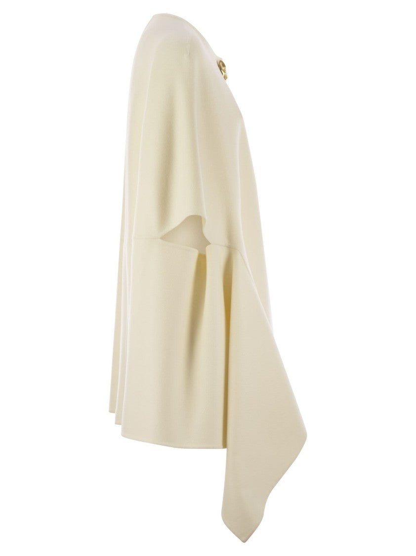 Fabiana Filippi Double Cashemere Coat With Jewelled Button