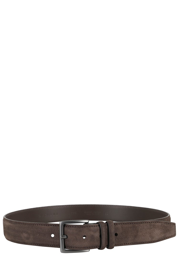 Orciani Nubuck Leather Classic Belt With Double Loop