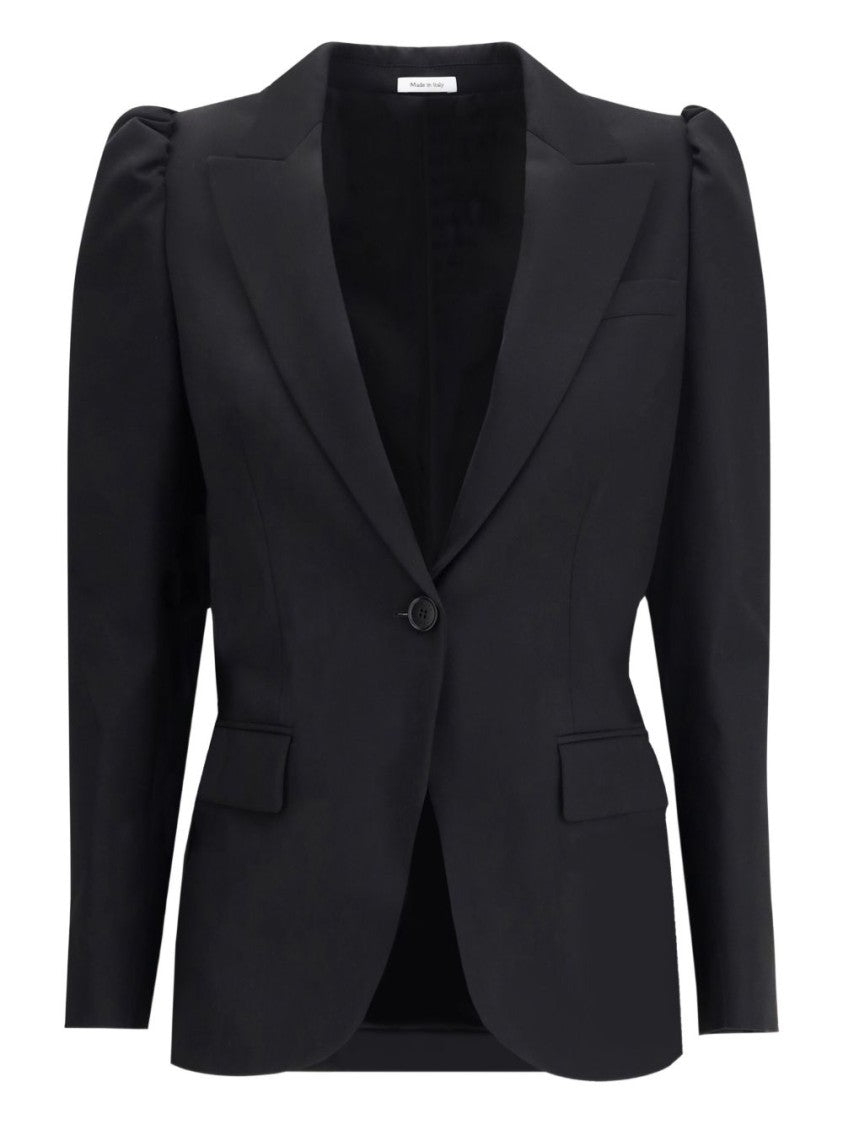 Alexander Mcqueen Tailored Black Single-Breasted Jacket With Notched Lapels