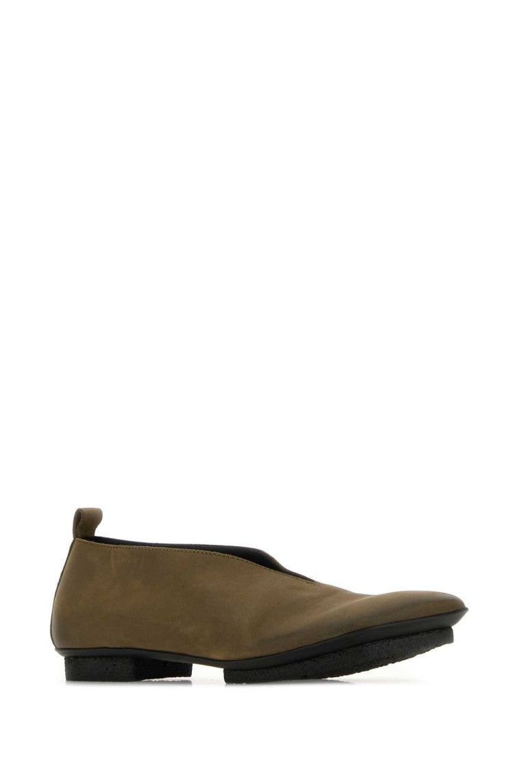 Uma Wang Olive Green Leather Stone Ballerinas