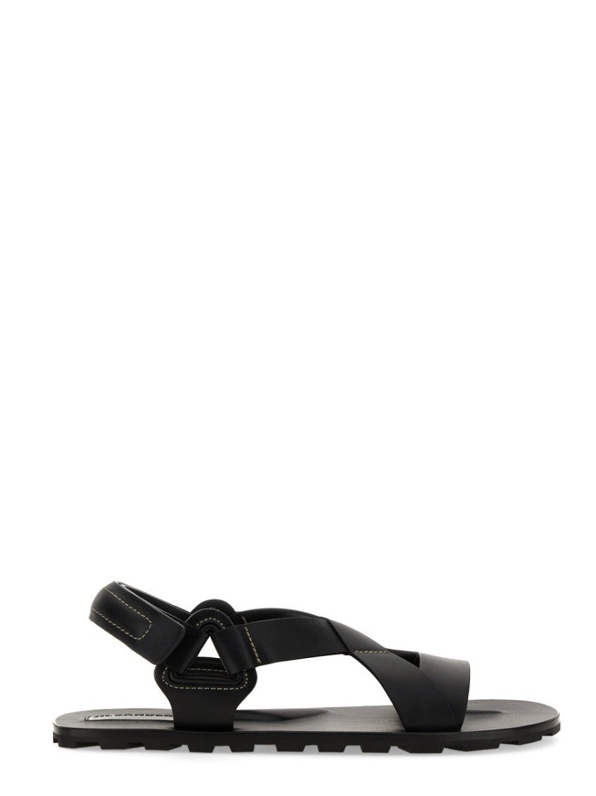 Jil Sander Crisscross Strap Sandal With Durable Rubber Sole