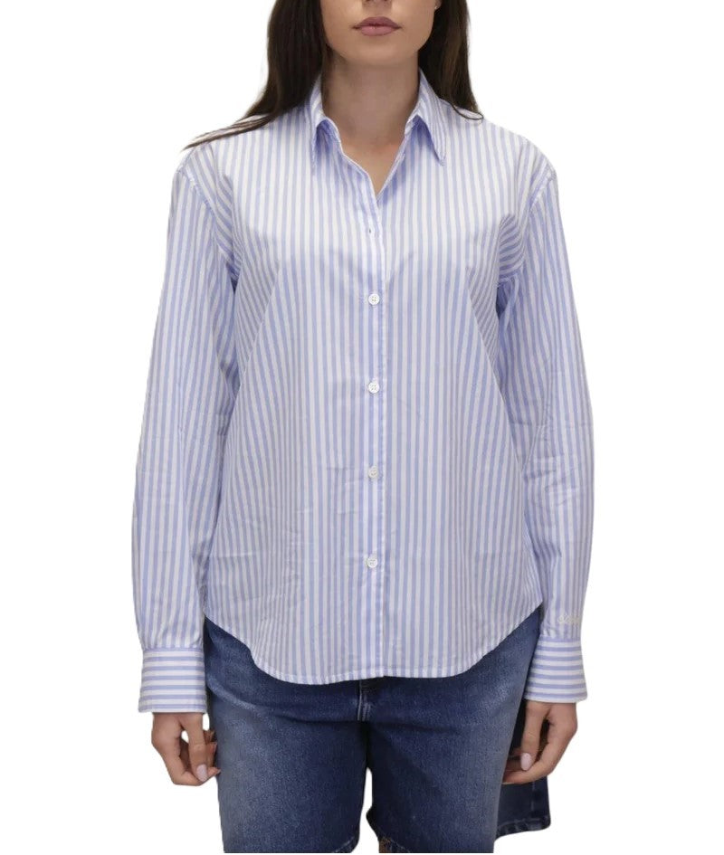 Mc2 Saint Barth Classic Striped Button-Up Shirt With Embroidered Detail