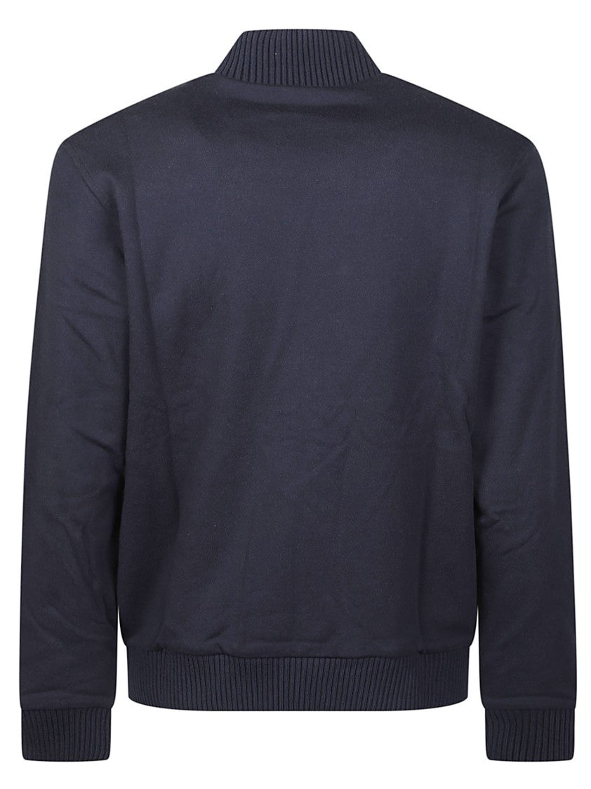 Fay Zip Cotton Ribbed Detail Zip-Up Jacket