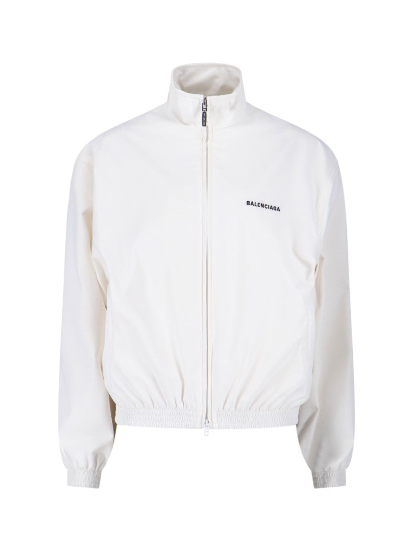 Balenciaga High Collar Zip Jacket With Bold Logo Detailing