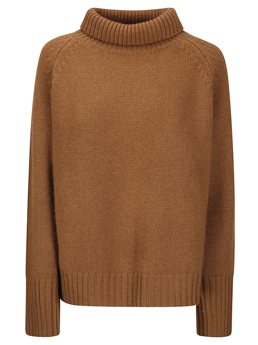 Be You Short-Fit High-Collar Cashmere Sweater With Side Slits