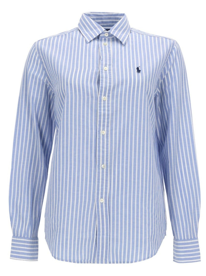 Polo Ralph Lauren Light Blue Vertical Stripes Cotton-Linen Shirt