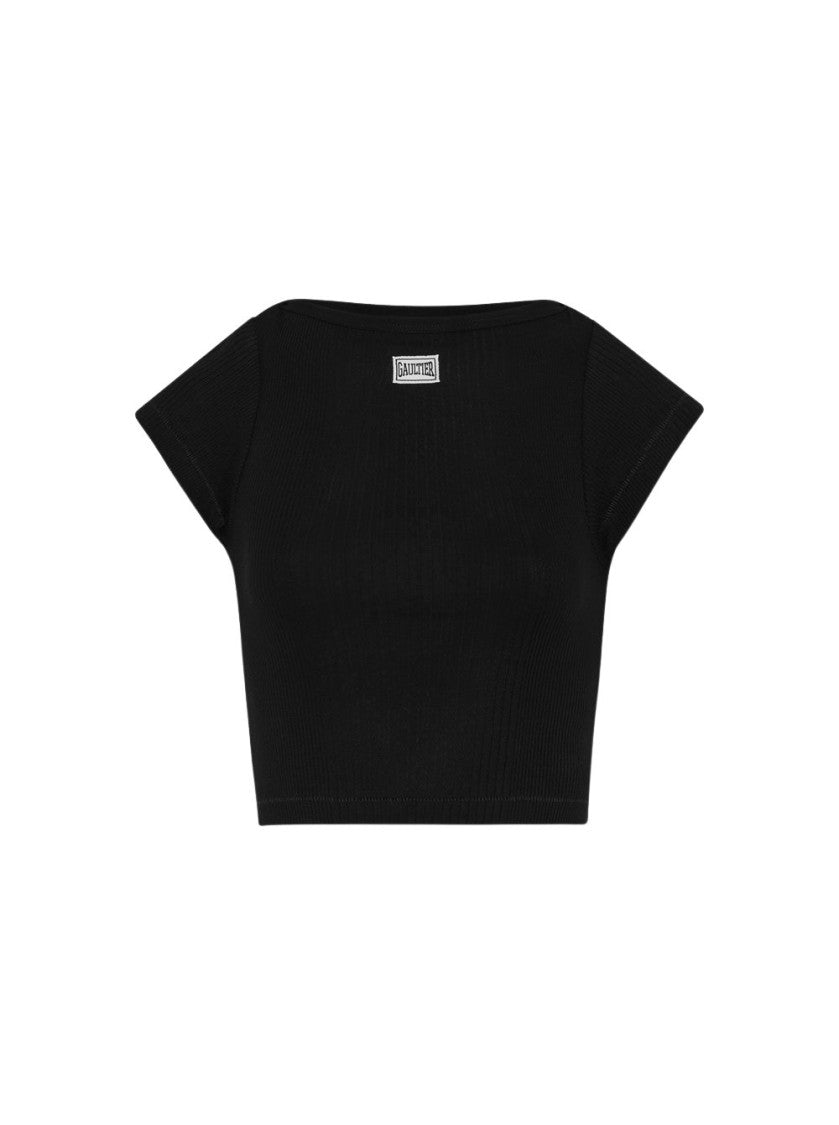 Jean Paul Gaultier Cropped Patch T-Shirt Black
