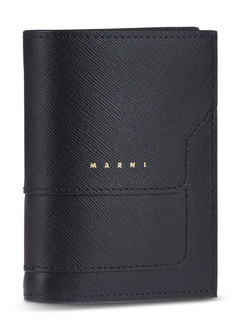 Marni Textured Leather Wallet With Gold-Tone Lettering