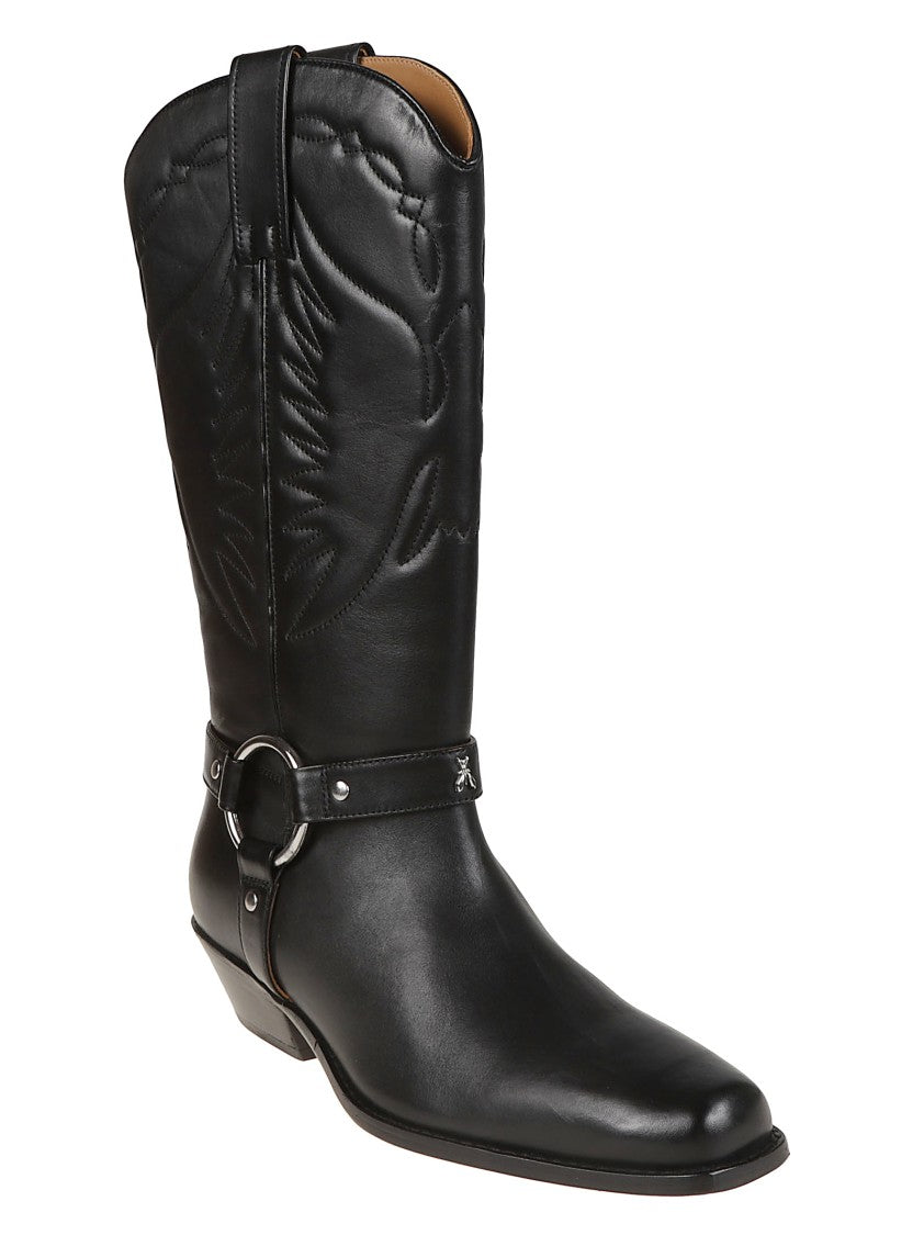 Patrizia Pepe Calf Leather Ankle Strap Pointed Toe Boots