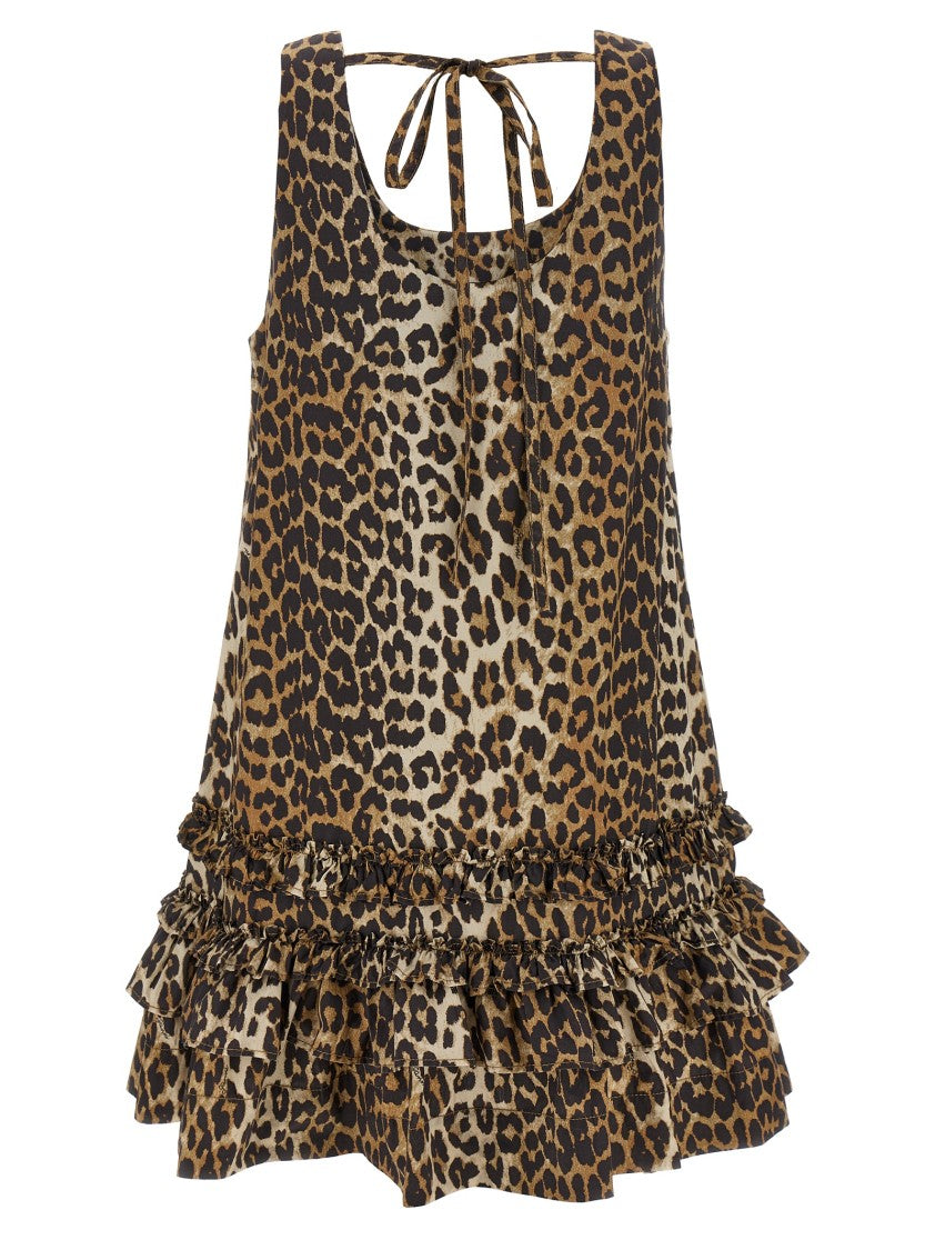 Ganni Leopard Cotton Poplin Mini' Dress