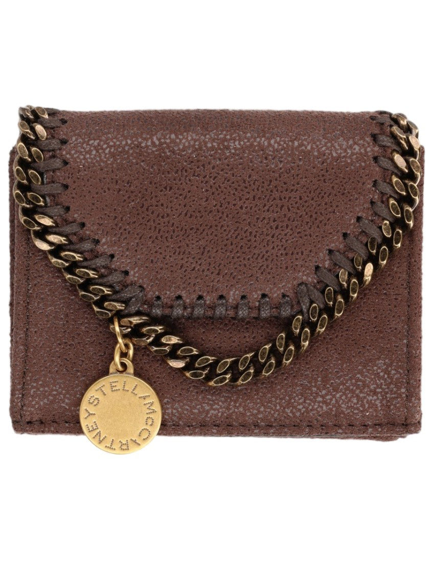 Stella Mccartney Bordeaux Gold Chain Textured Wallet