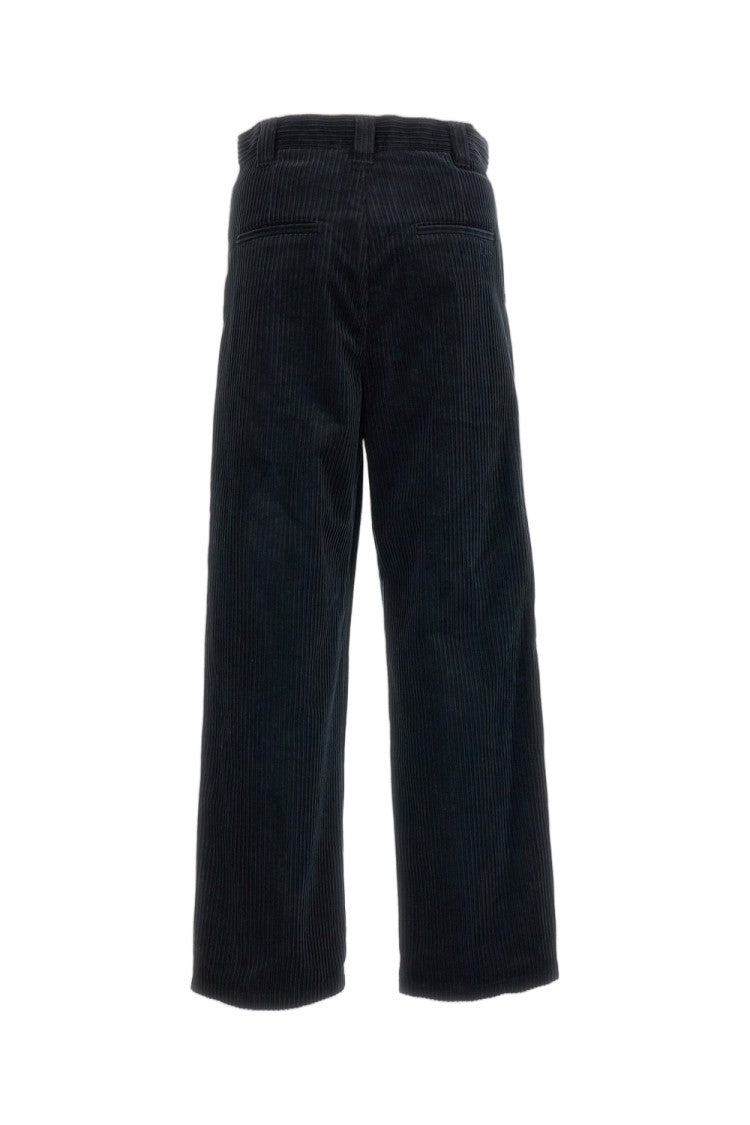 A.P.C. Black Pleated Tapered Cotton Corduroy Trousers