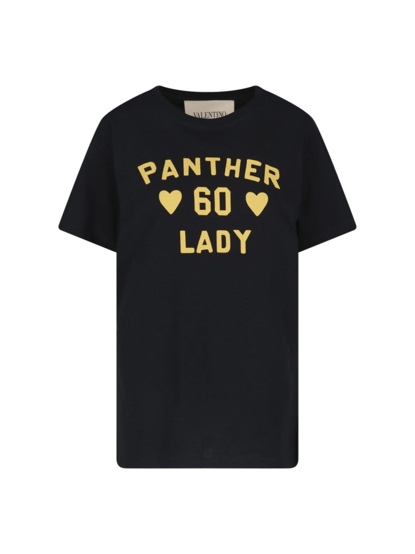 Valentino Short-Sleeved Black T-Shirt With Bold Yellow Print