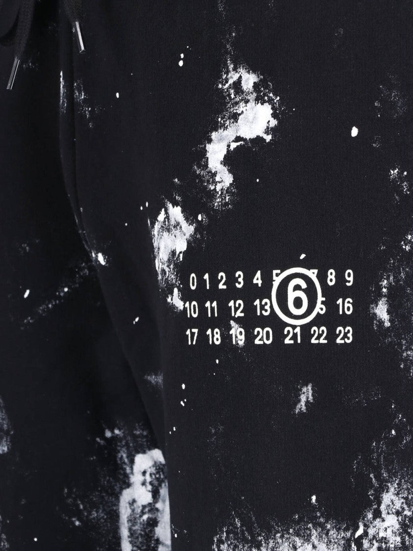 Mm6 By Maison Margiela Black Distressed Splatter Pattern Sport Trousers