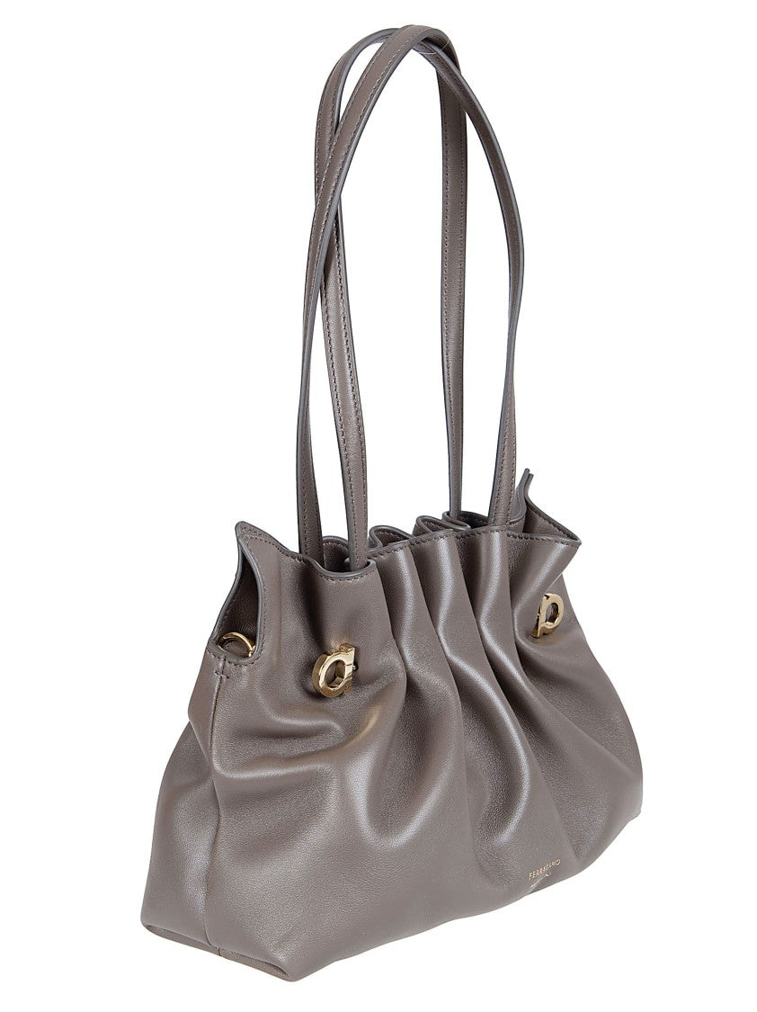 Ferragamo Soft Lambskin Bag With Iconic Gancio Accents