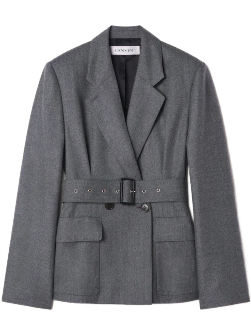 Lanvin Tailored Wool Jacket With Belted Waist And Structured Silhouette