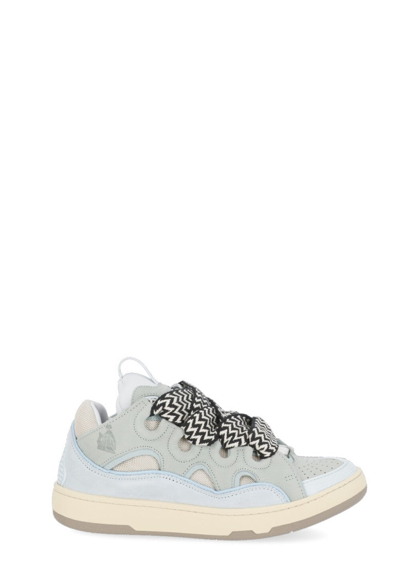 Lanvin Light Blue Curb Leather-Blend Sneakers