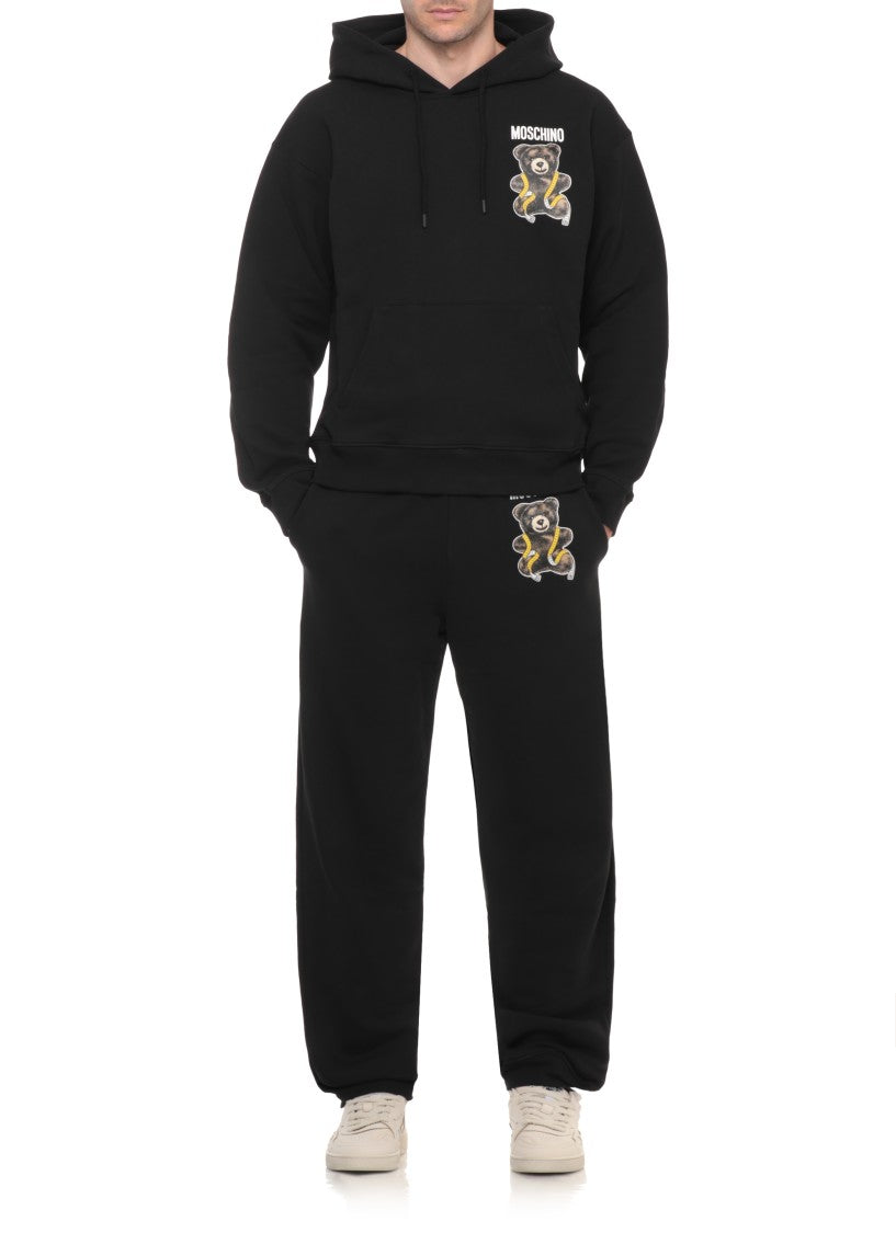 Moschino Black Contrast Teddy Bear Print Cotton Sweatpants