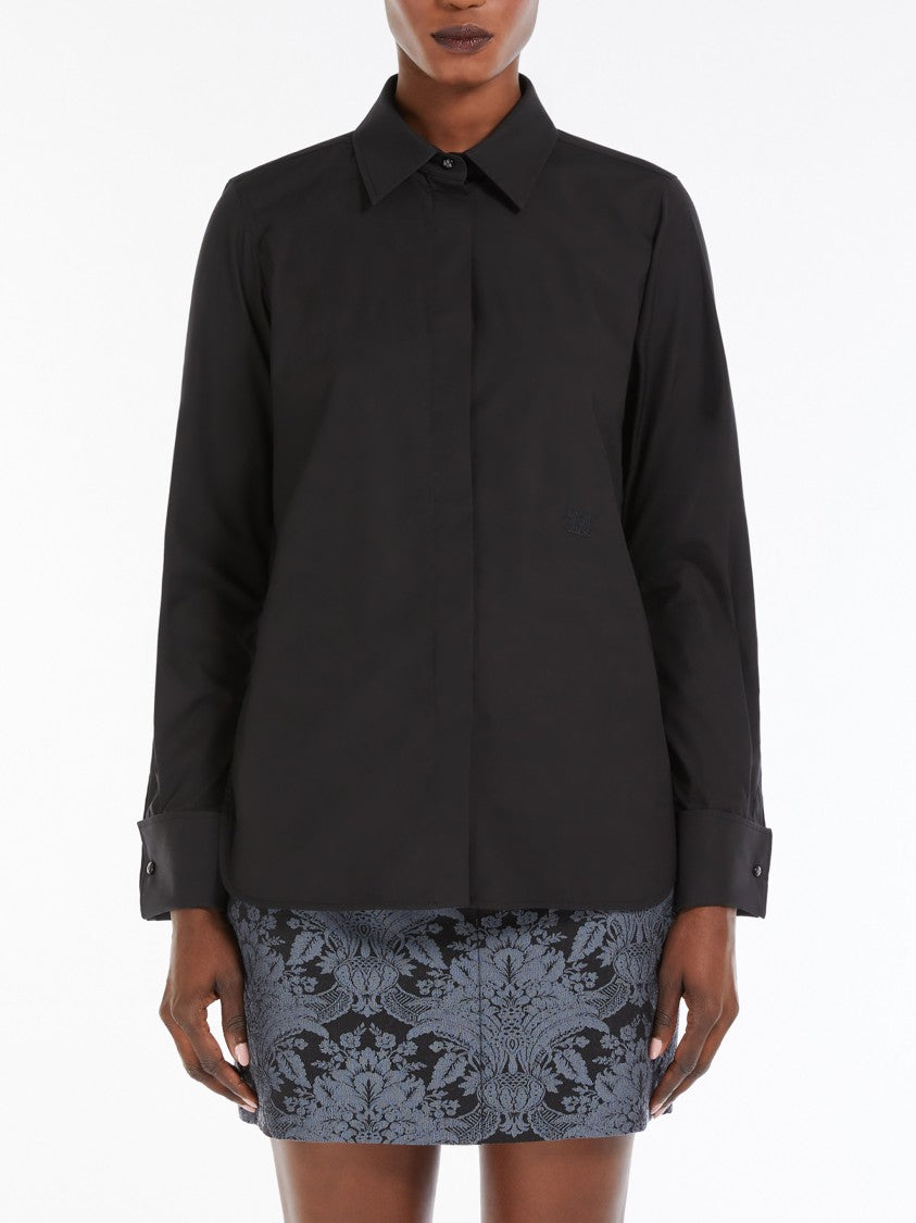 Max Mara Black Knut Stretch Cotton Crepe Shirt