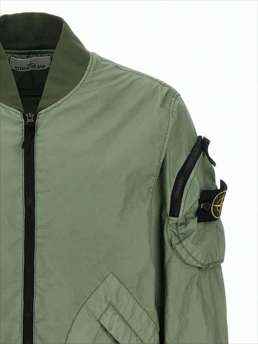 Stone Island Utilitarian Green Polyamide Bomber Jacket By Stone Island
