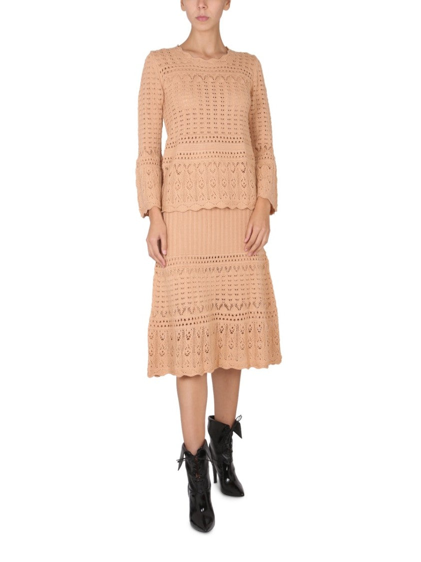 Boutique Moschino Intricate Knit Sweater With Flared Sleeves